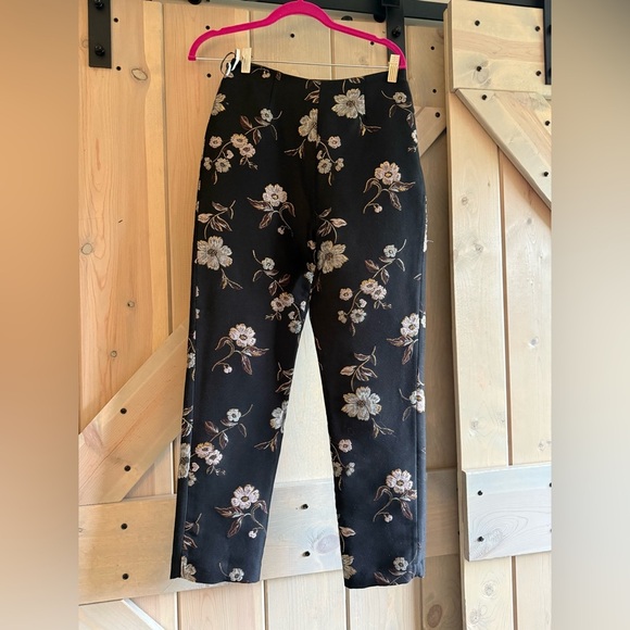NWT Monique Lhuillier Black Floral Straight Leg Pants - Picture 12 of 13